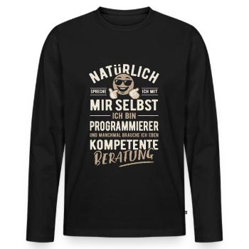 Natürlich sprech ich mit mir selbst, Programmierer - Männer Premium Bio Langarmshirt - Schwarz - Vorne - Nico (187cm)