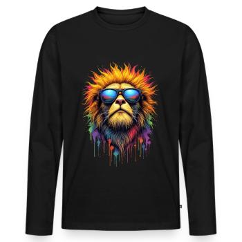 Dj Erdmännchen Katze mit Sonnenbrille T-Shirt - Männer Premium Bio Langarmshirt - Schwarz - Vorne - Nico (187cm)