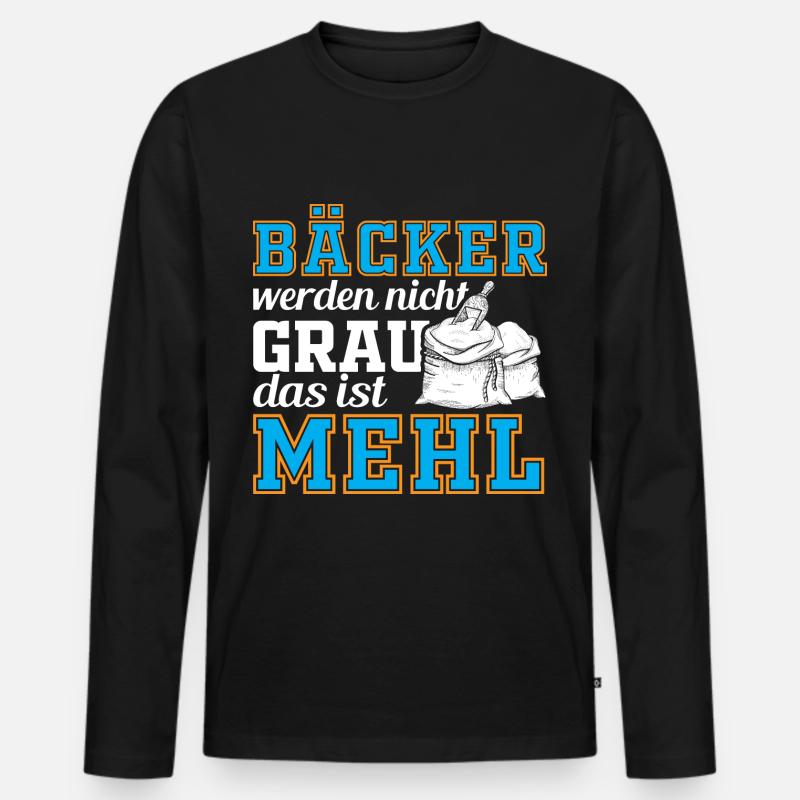 Bäcker Backen Mehl Teig - Männer Premium Bio Langarmshirt - Schwarz