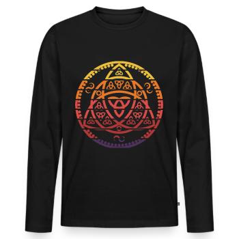 Vegvisir Futhark Runes, Viking Symbol, Vintage - Men's Premium Organic Long Sleeve Shirt - black - Front - Nico (187cm)