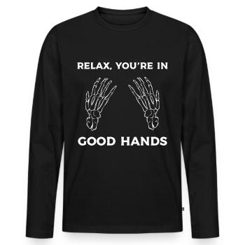 physiotherapy - Men's Premium Organic Long Sleeve Shirt - black - Front - Nico (187cm)