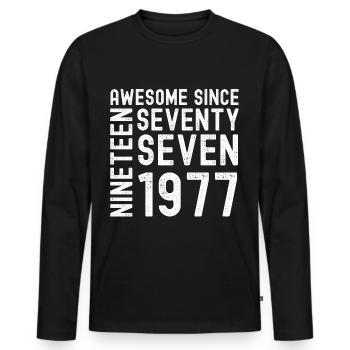 Awesome since 1977 Birthday Gift Year - Men's Premium Organic Long Sleeve Shirt - black - Front - Nico (187cm)
