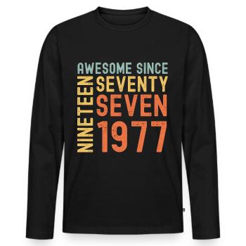 Awesome since 1977 Birthday Gift Year - Men's Premium Organic Long Sleeve Shirt - black - Front - Nico (187cm)