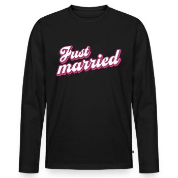 Just married married couple - Men's Premium Organic Long Sleeve Shirt - black - Front - Nico (187cm)
