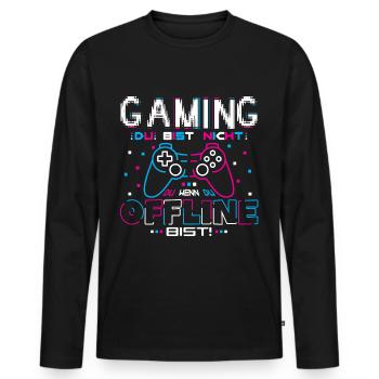 Gaming Du bist nicht Du Offline - Männer Premium Bio Langarmshirt - Schwarz - Vorne - Nico (187cm)