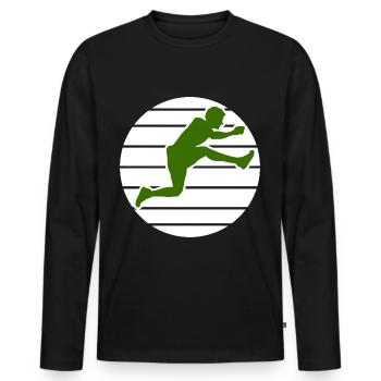 Mann, der Sport läuft - Männer Premium Bio Langarmshirt - Schwarz - Vorne - Nico (187cm)