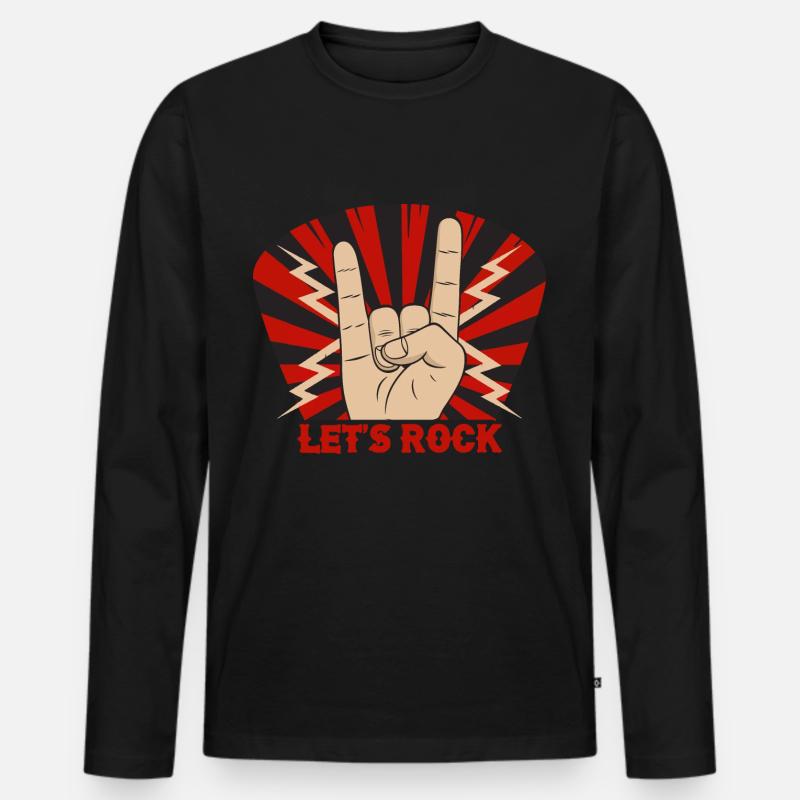 Lets Rock and Roll - Männer Premium Bio Langarmshirt - Schwarz