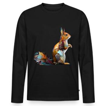 Eichhörnchen Waldtiere Tiere Geschenk Kunst Tiermo - Männer Premium Bio Langarmshirt - Schwarz - Vorne - Nico (187cm)