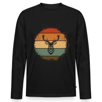 Hirsch Hirschgeweih Geweih - Männer Premium Bio Langarmshirt - Schwarz - Vorne - Nico (187cm)