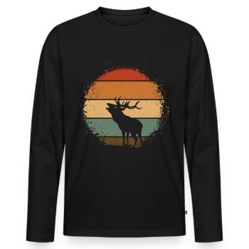 Hirsch - Männer Premium Bio Langarmshirt - Schwarz - Vorne - Nico (187cm)