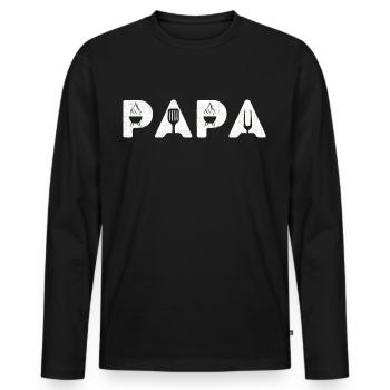 Papa barbecue humour bbq cadeau fête des pères - T-shirt manches longues Premium bio Homme - noir - Devant - Nico (187cm)