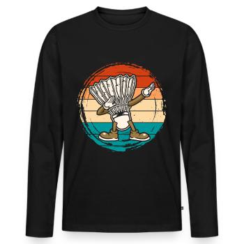Badminton Federball - Männer Premium Bio Langarmshirt - Schwarz - Vorne - Nico (187cm)