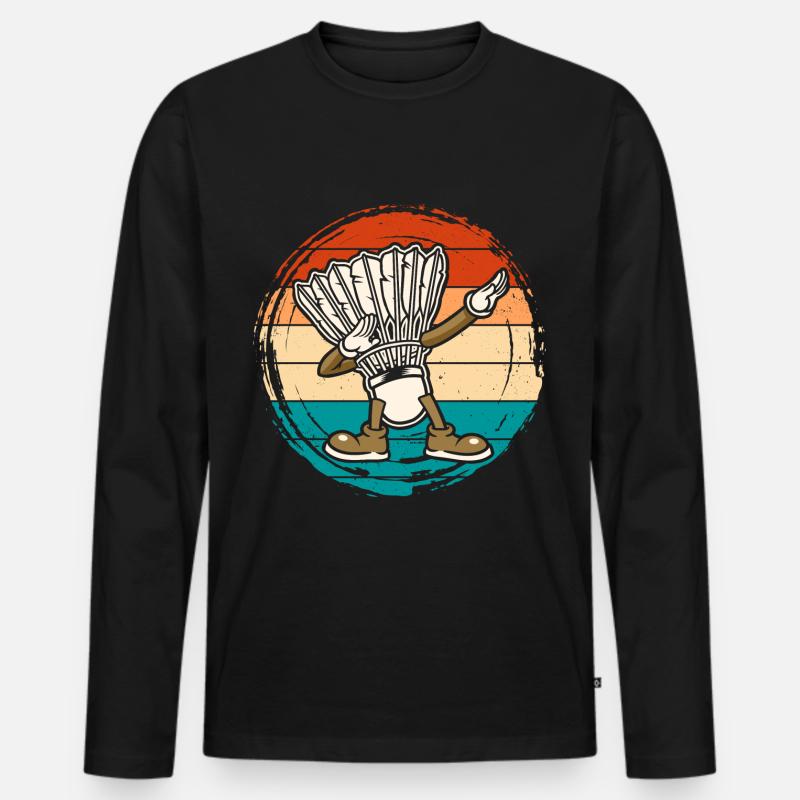 Badminton Federball - Männer Premium Bio Langarmshirt - Schwarz
