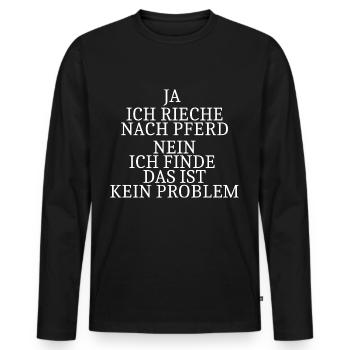 Ja ich rieche nach Pferd - Männer Premium Bio Langarmshirt - Schwarz - Vorne - Nico (187cm)