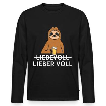 Lieber Voll als Liebevoll Bier - Männer Premium Bio Langarmshirt - Schwarz - Vorne - Nico (187cm)