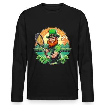 Saint-Patrick Shamrock Tennis - T-shirt manches longues Premium bio Homme - noir - Devant - Nico (187cm)