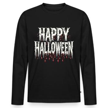 "Happy Halloween" T-Shirt - Bloody and Dark - Men's Premium Organic Long Sleeve Shirt - black - Front - Nico (187cm)