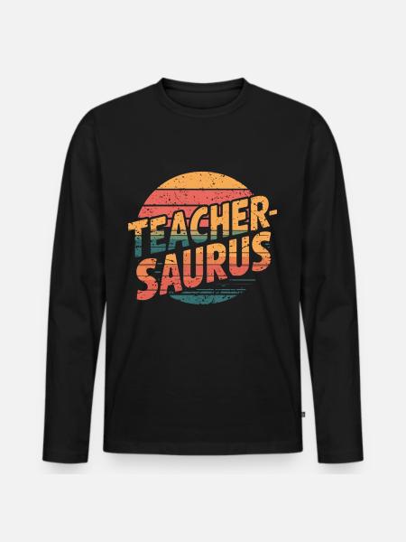 Teacher-saurus 14 - Männer Premium Bio Langarmshirt - Schwarz