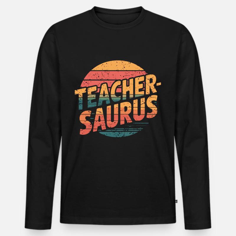 Teacher-saurus 14 - Männer Premium Bio Langarmshirt - Schwarz