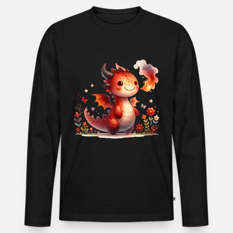 Drache - Männer Premium Bio Langarmshirt - Schwarz