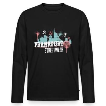 Frankfurt Skyline City Germany Graffiti - Men's Premium Organic Long Sleeve Shirt - black - Front - Nico (187cm)