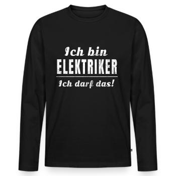 Ich bin Elektriker, ich darf das! - Männer Premium Bio Langarmshirt - Schwarz - Vorne - Nico (187cm)