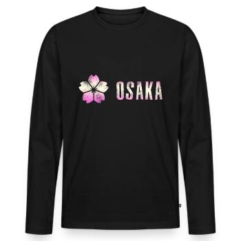Osaka - Japan - Männer Premium Bio Langarmshirt - Schwarz - Vorne - Nico (187cm)
