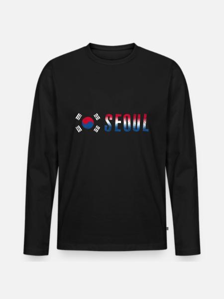 Seoul | Korea - Männer Premium Bio Langarmshirt - Schwarz