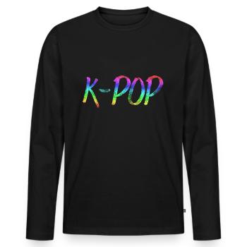 K-POP - Männer Premium Bio Langarmshirt - Schwarz - Vorne - Nico (187cm)