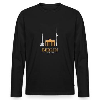 Monuments de Berlin en Allemagne - Berlin - T-shirt manches longues Premium bio Homme - noir - Devant - Nico (187cm)