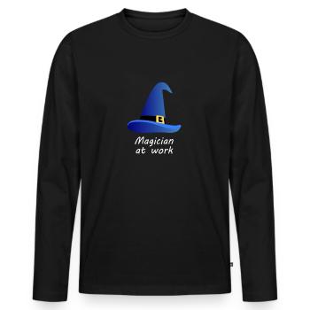 Magician - magician - magic - sorcery - magic - Men's Premium Organic Long Sleeve Shirt - black - Front - Nico (187cm)