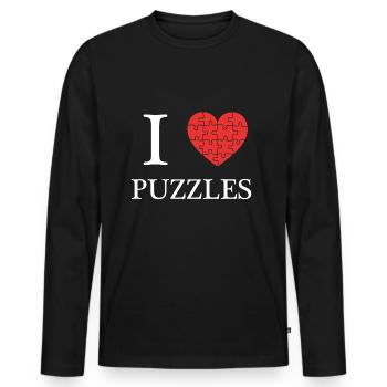 Puzzle - Männer Premium Bio Langarmshirt - Schwarz - Vorne - Nico (187cm)