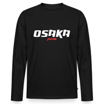 Osaka | Japan - Männer Premium Bio Langarmshirt - Schwarz - Vorne - Nico (187cm)