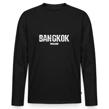 Bangkok - Men's Premium Organic Long Sleeve Shirt - black - Front - Nico (187cm)