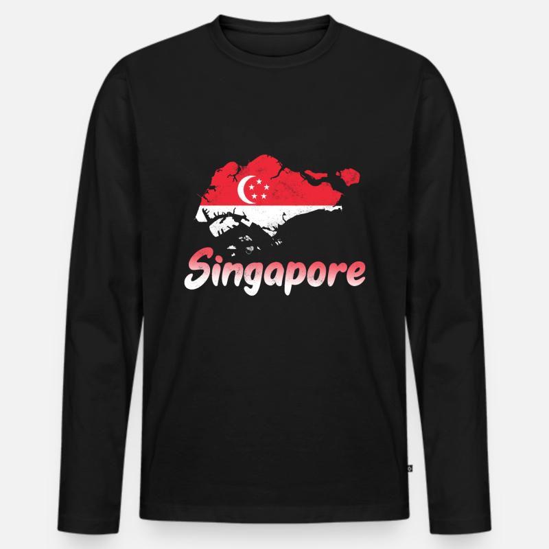 Singapore - Männer Premium Bio Langarmshirt - Schwarz