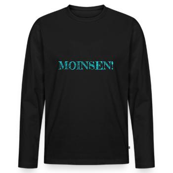 Hello - Men's Premium Organic Long Sleeve Shirt - black - Front - Nico (187cm)