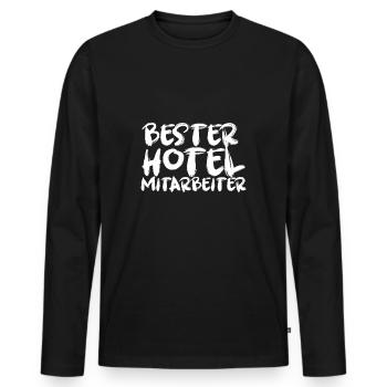 Hotel staff - gift idea - Men's Premium Organic Long Sleeve Shirt - black - Front - Nico (187cm)
