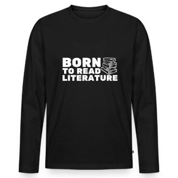 literature - Men's Premium Organic Long Sleeve Shirt - black - Front - Nico (187cm)