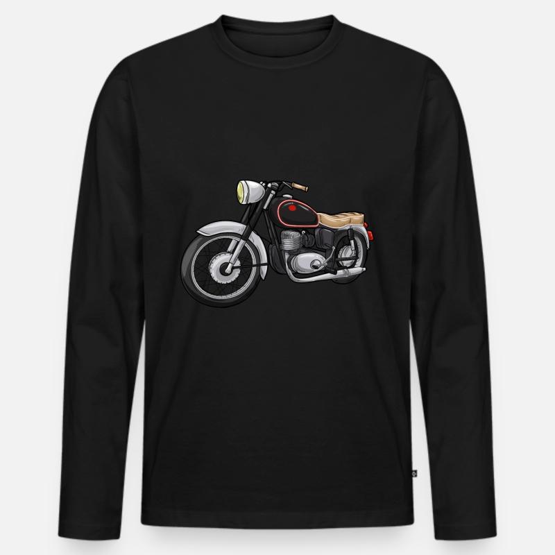 Motorrad mit Sitzbank - Männer Premium Bio Langarmshirt - Schwarz