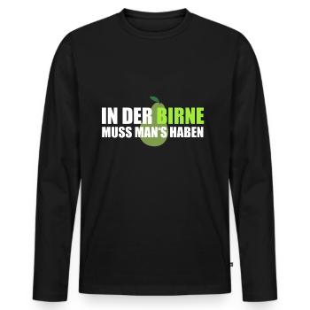 In der Birne - Männer Premium Bio Langarmshirt - Schwarz - Vorne - Nico (187cm)