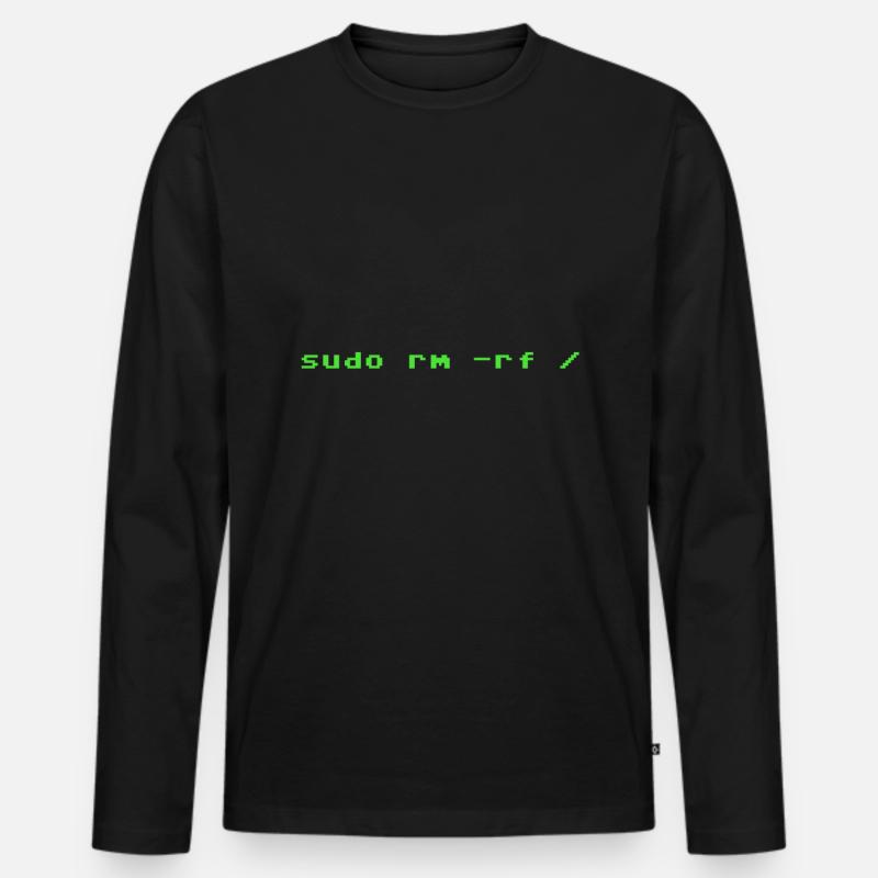 Sudo rm rf Linux Programmieren - Männer Premium Bio Langarmshirt - Schwarz