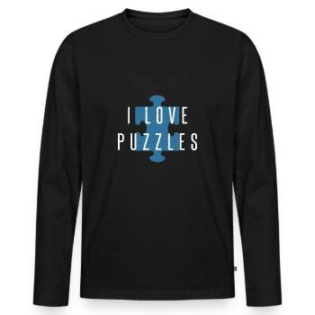 Ich liebe Puzzle Meister Geschenk Puzzles Puzzler - Männer Premium Bio Langarmshirt - Schwarz - Vorne - Nico (187cm)