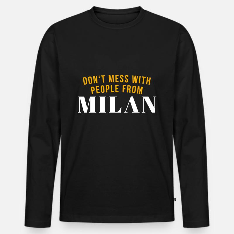 Milan Mailand - Männer Premium Bio Langarmshirt - Schwarz