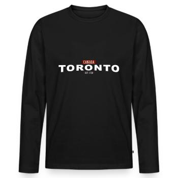 Toronto Canada - Men's Premium Organic Long Sleeve Shirt - black - Front - Nico (187cm)