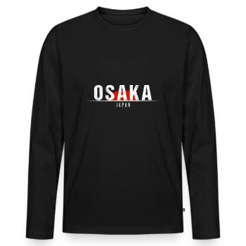 Osaka Japan Japanische Rote Flagge Osaka Stadt - Männer Premium Bio Langarmshirt - Schwarz - Vorne - Nico (187cm)