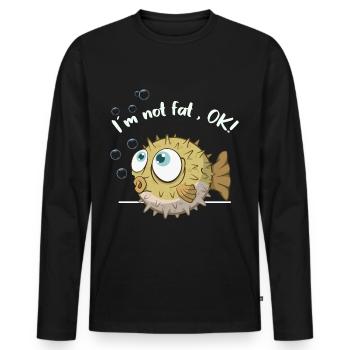 kugelfisch fluffy not fat top fish pufferfish fugu - Männer Premium Bio Langarmshirt - Schwarz - Vorne - Nico (187cm)