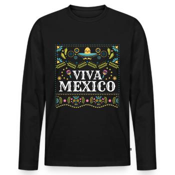 Viva Mexico t Shirt Design - Männer Premium Bio Langarmshirt - Schwarz - Vorne - Nico (187cm)