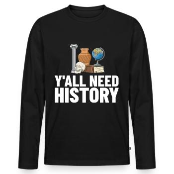 Professeur d’histoire Professeur de leçon Historien - T-shirt manches longues Premium bio Homme - noir - Devant - Nico (187cm)