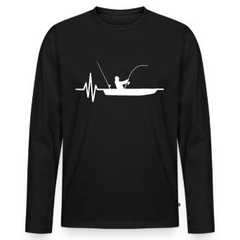 Lustiges Angeln Herzschlag Geschenk Shirt für Fischer - Männer Premium Bio Langarmshirt - Schwarz - Vorne - Nico (187cm)