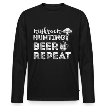 Mushroom pickers and mushroom friends - Men's Premium Organic Long Sleeve Shirt - black - Front - Nico (187cm)